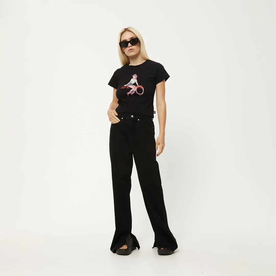 AFENDS Womens Sweet West - Recycled Baby T-Shirt - Black