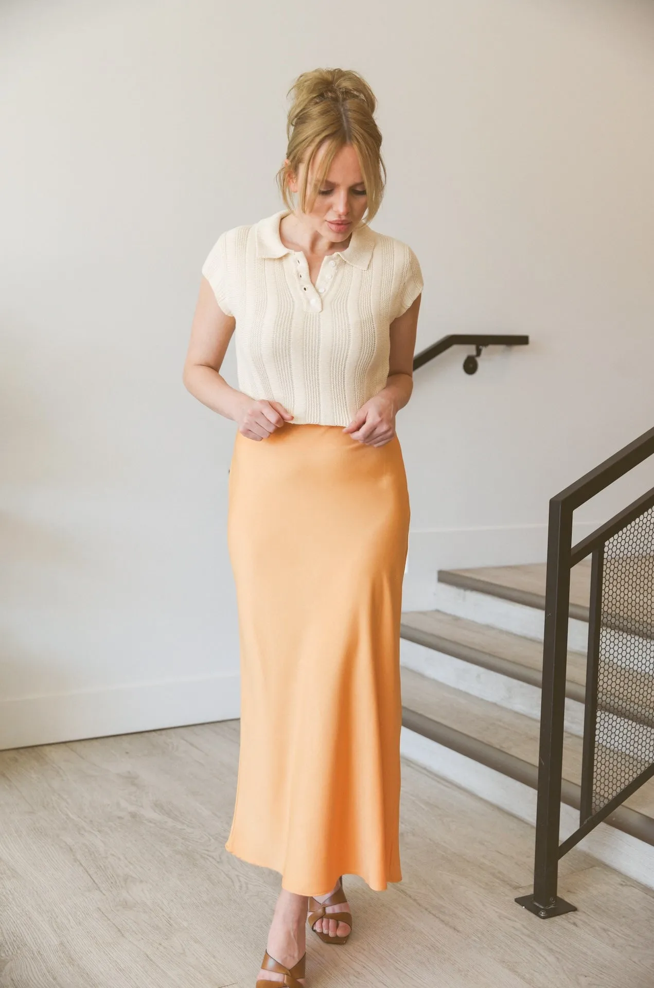Apricot Midi Skirt