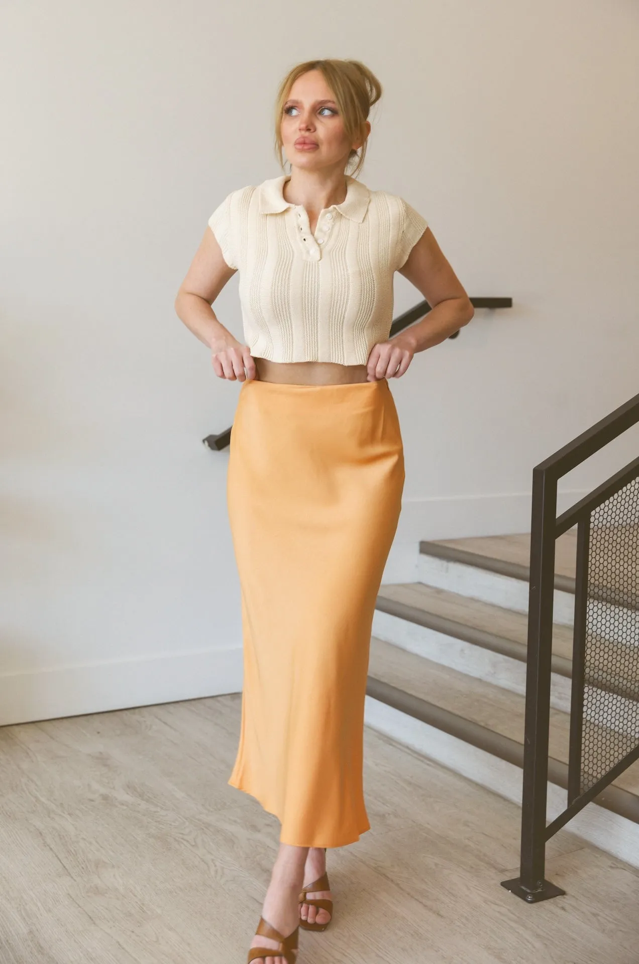 Apricot Midi Skirt