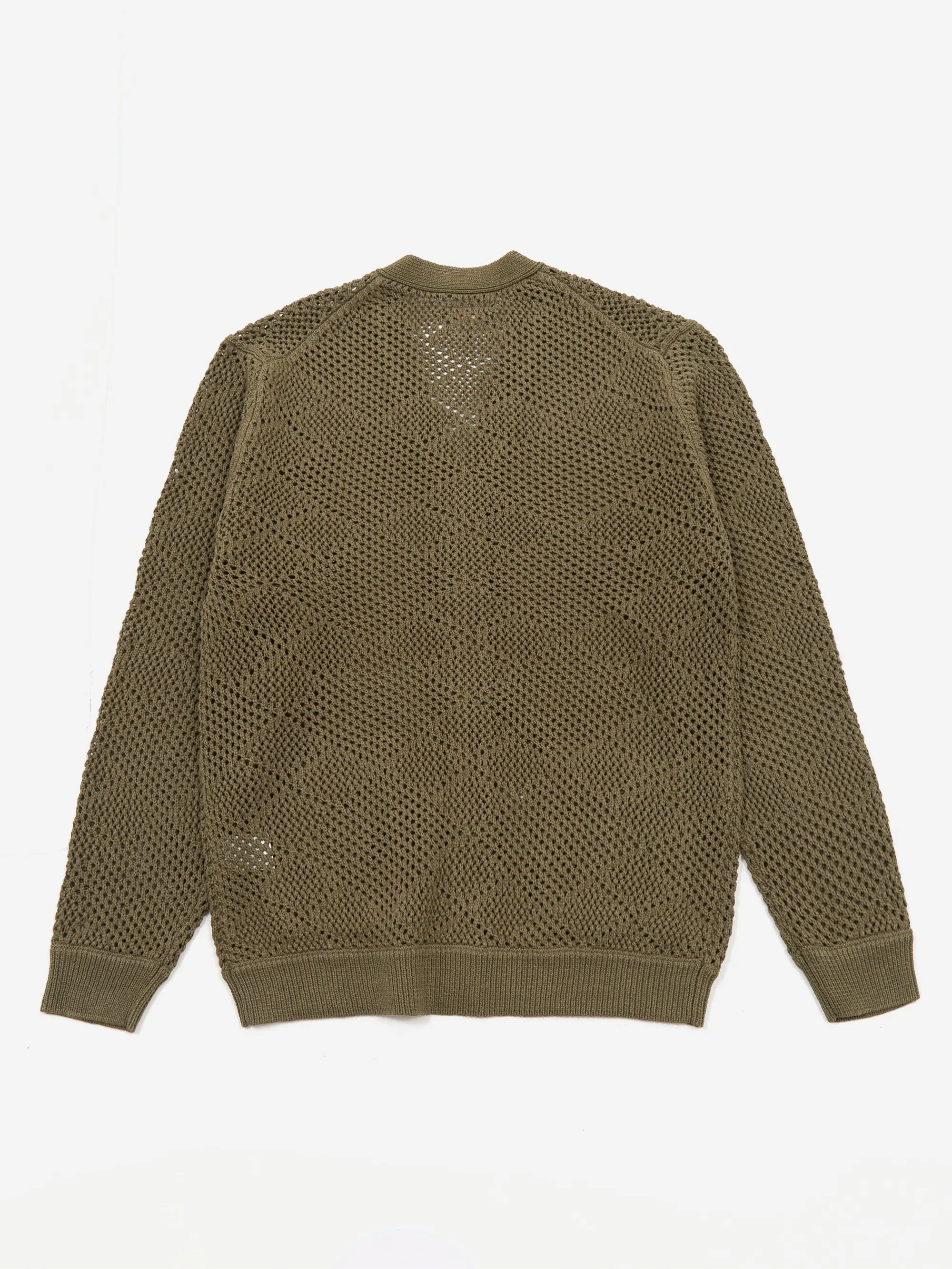 Beams Plus Argyle Mesh Cardigan - Olive