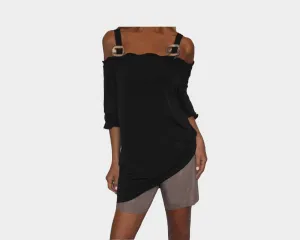 Black Strap Off Shoulder Top - The East Hampton