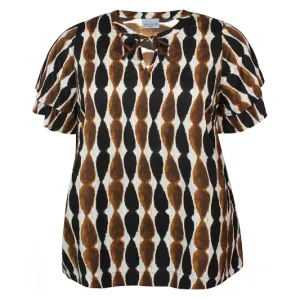 Blouse HANA short sl brown print