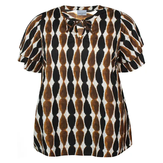 Blouse HANA short sl brown print
