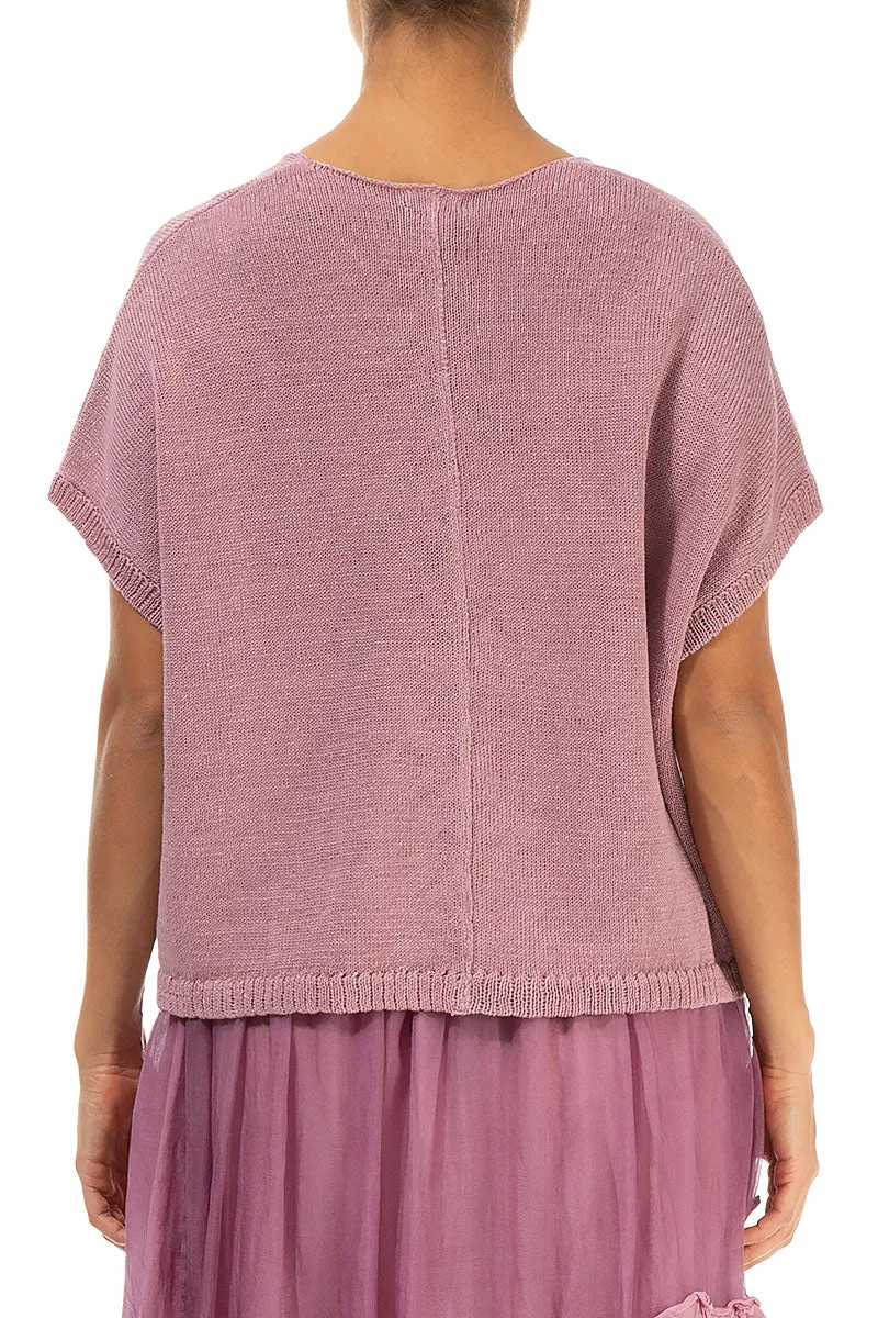 Boxy V-Neck Mauve Pink Linen Vest