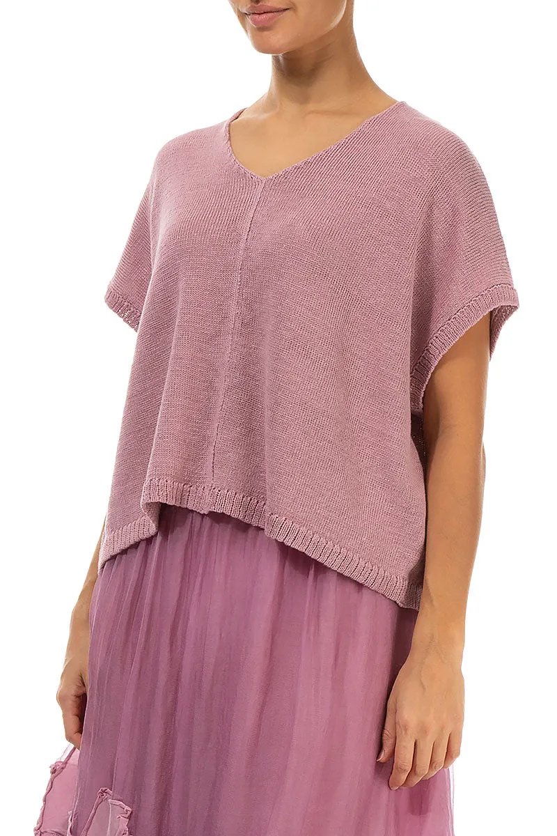 Boxy V-Neck Mauve Pink Linen Vest