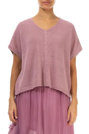 Boxy V-Neck Mauve Pink Linen Vest