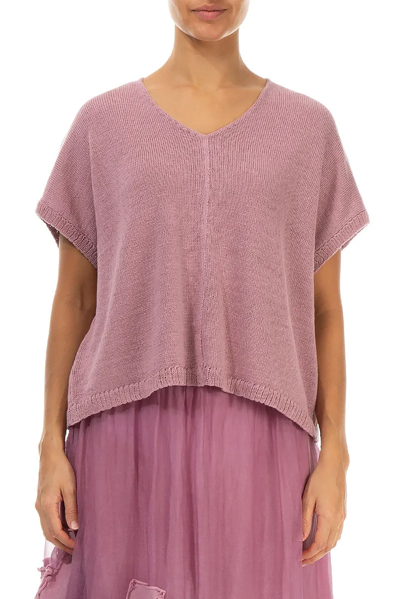 Boxy V-Neck Mauve Pink Linen Vest