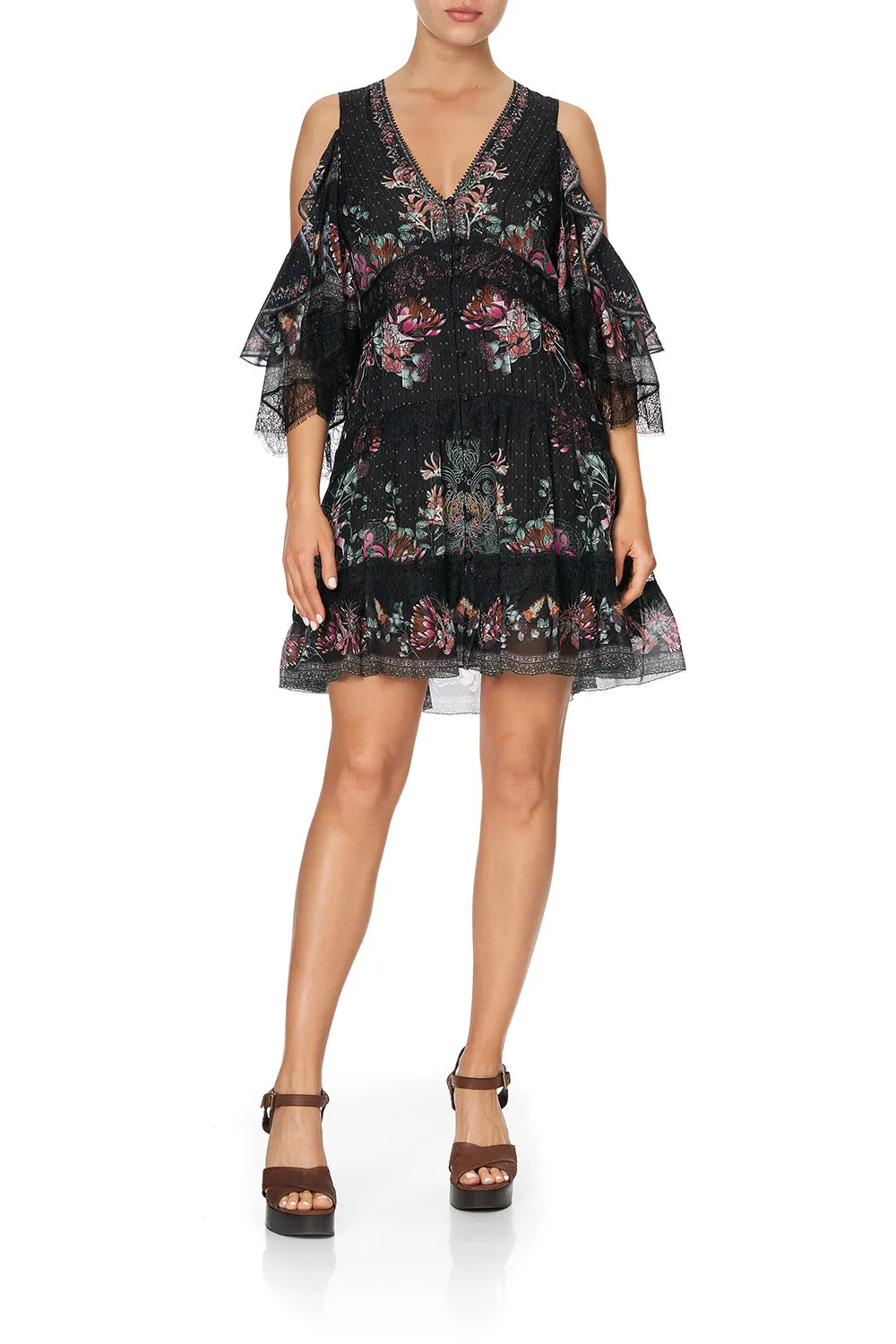BUTTON UP DRESS WITH LACE INSERT RESTLESS NIGHTS