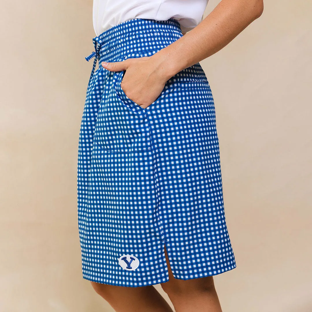 BYU Away Skirt, Blue Gingham