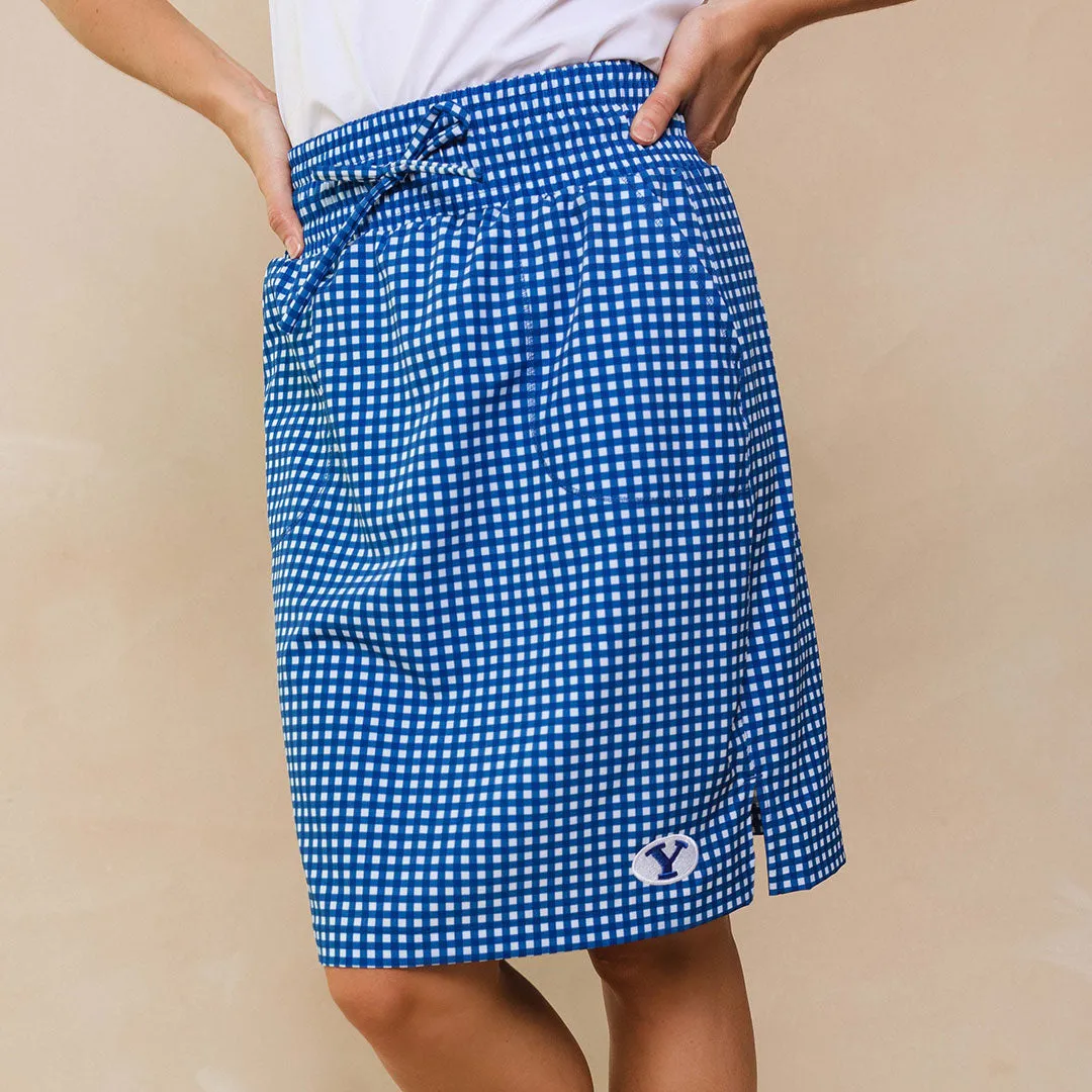 BYU Away Skirt, Blue Gingham