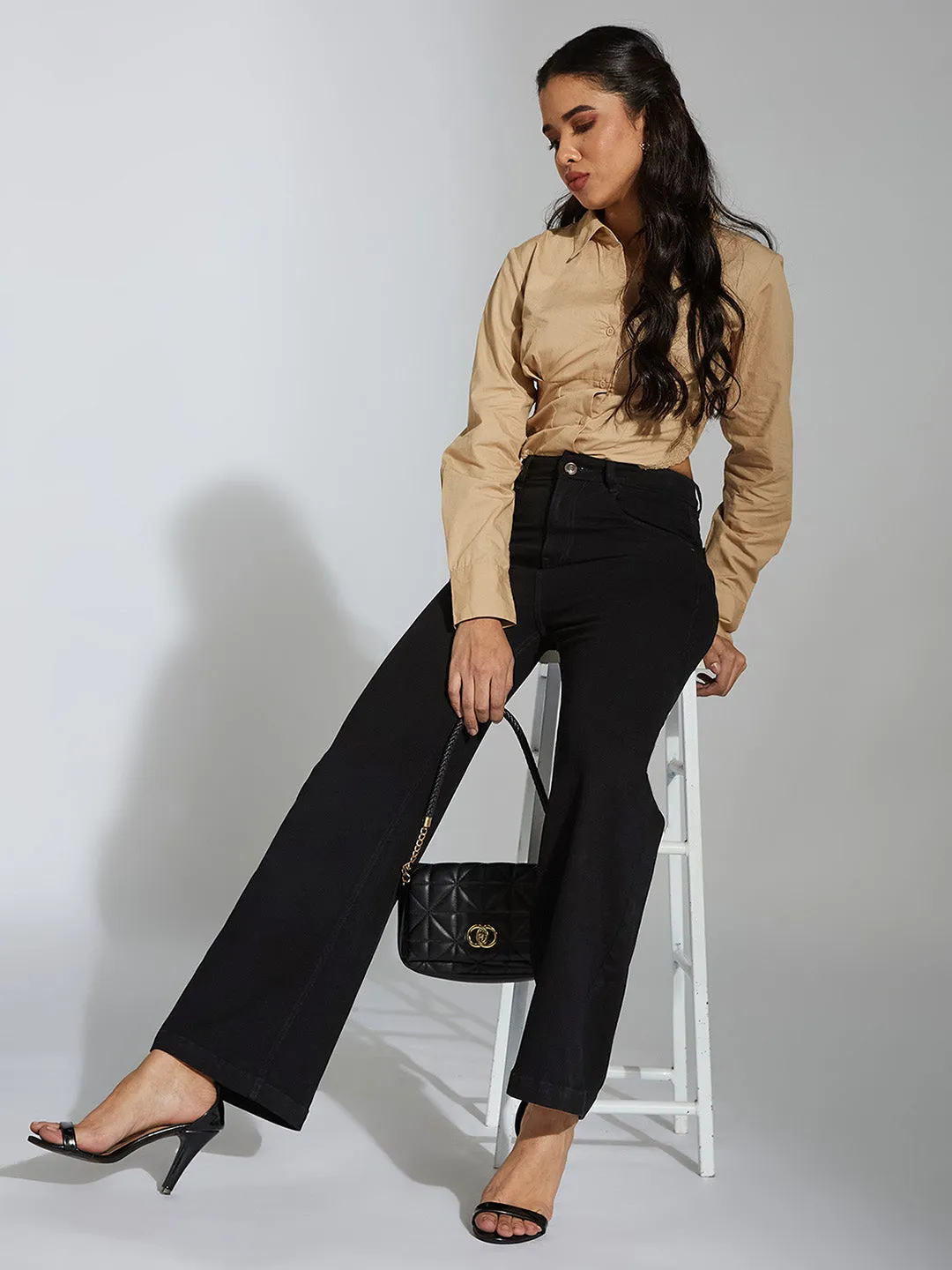 CHASEshape™ Women's Black Bootcut High Rise Stretchable Denim Jeans