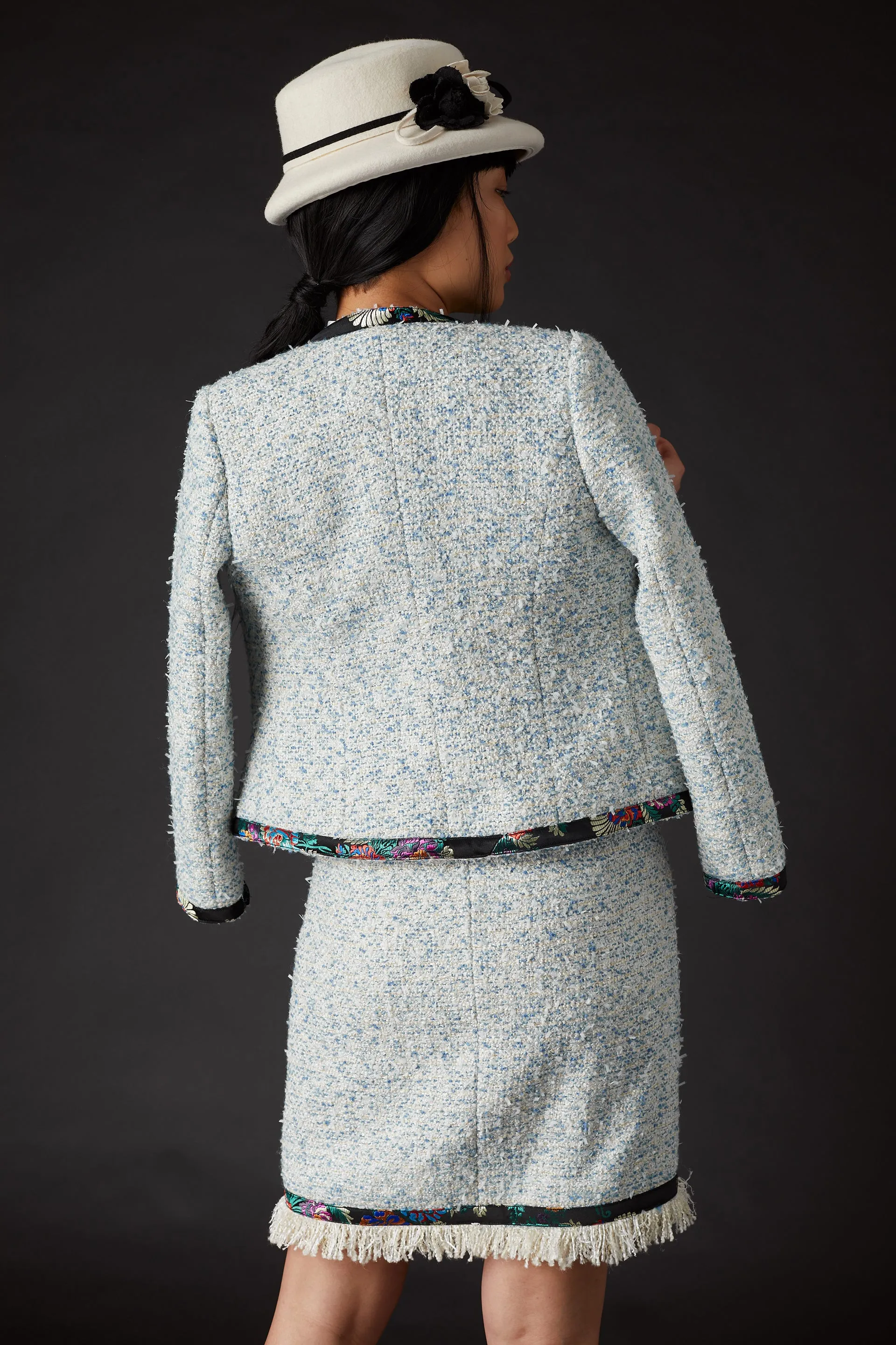 Chelsea Tang Tweed Jacket Blue