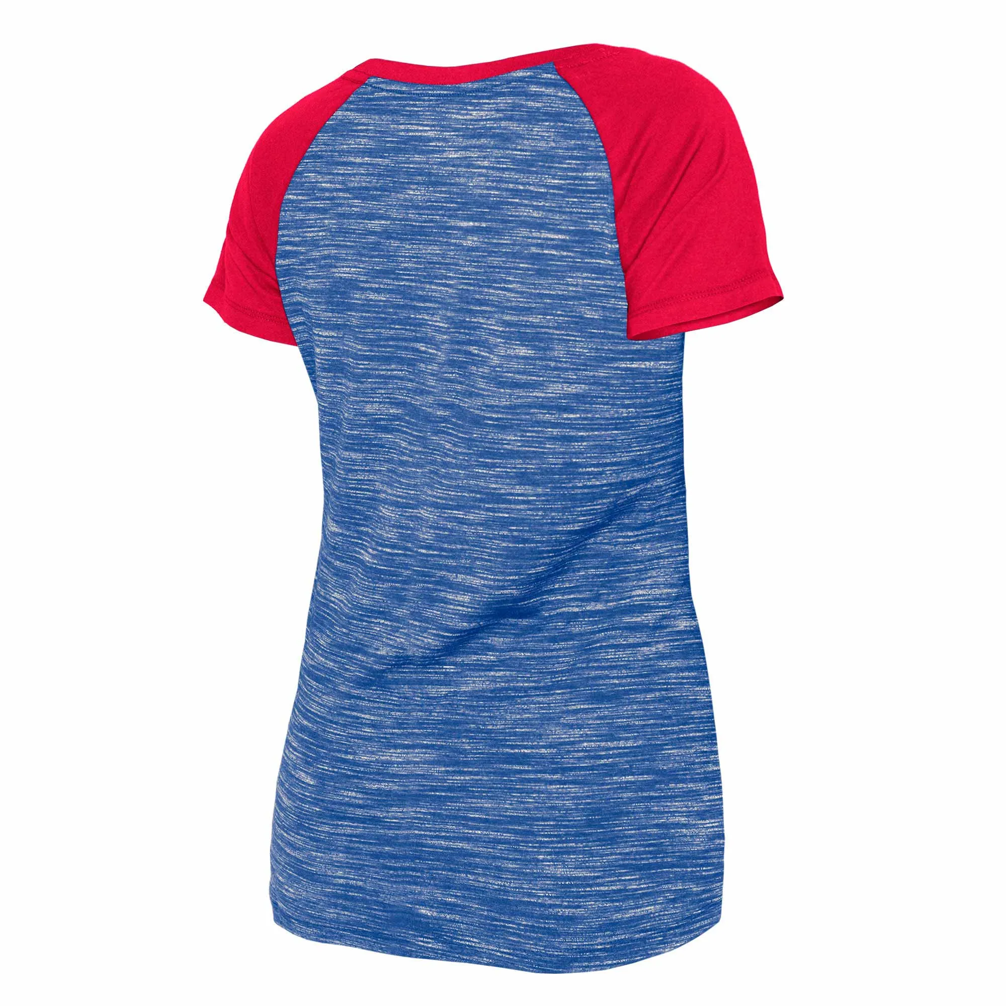 Chicago Cubs Women's Two Tone V-Neck Wordmark T-Shirt