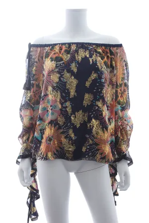 Chloe Off-the-shoulder Floral-Printed Metallic-Jacquard Silk Blouse