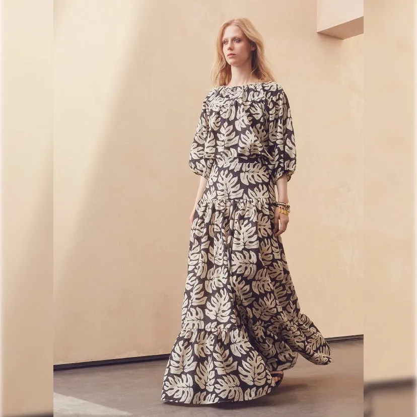 Chloe Palm Leaf Print Off The Shoulder Top