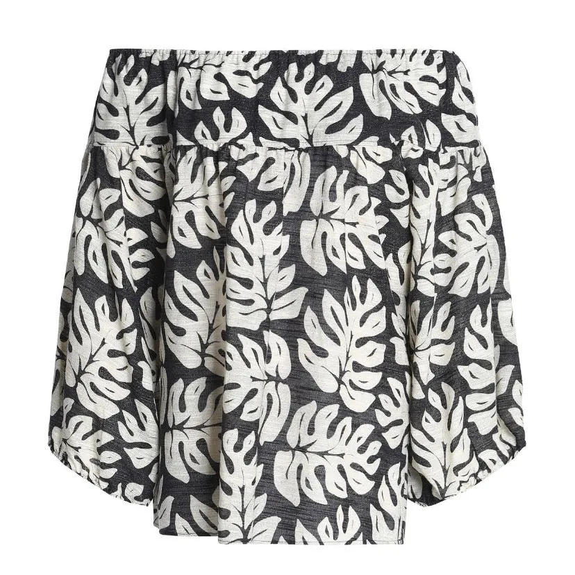 Chloe Palm Leaf Print Off The Shoulder Top