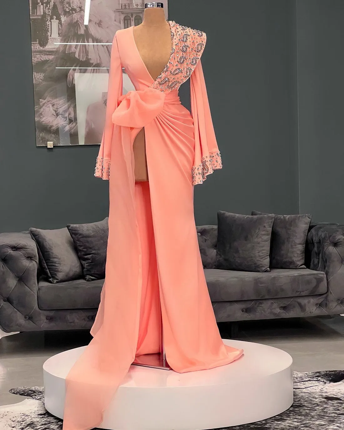 Daphne Luxury Long Shoulder    Evening Dress