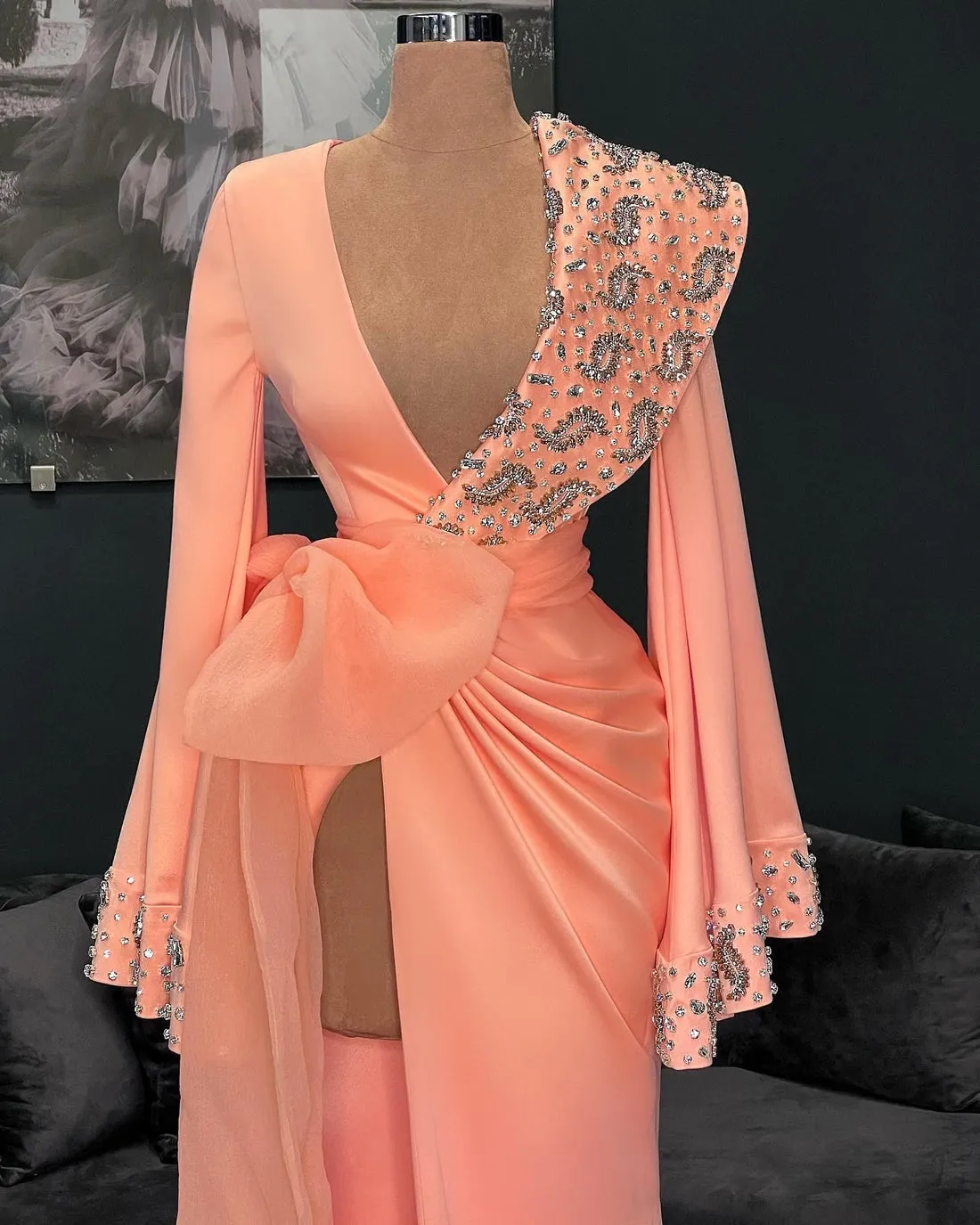 Daphne Luxury Long Shoulder    Evening Dress