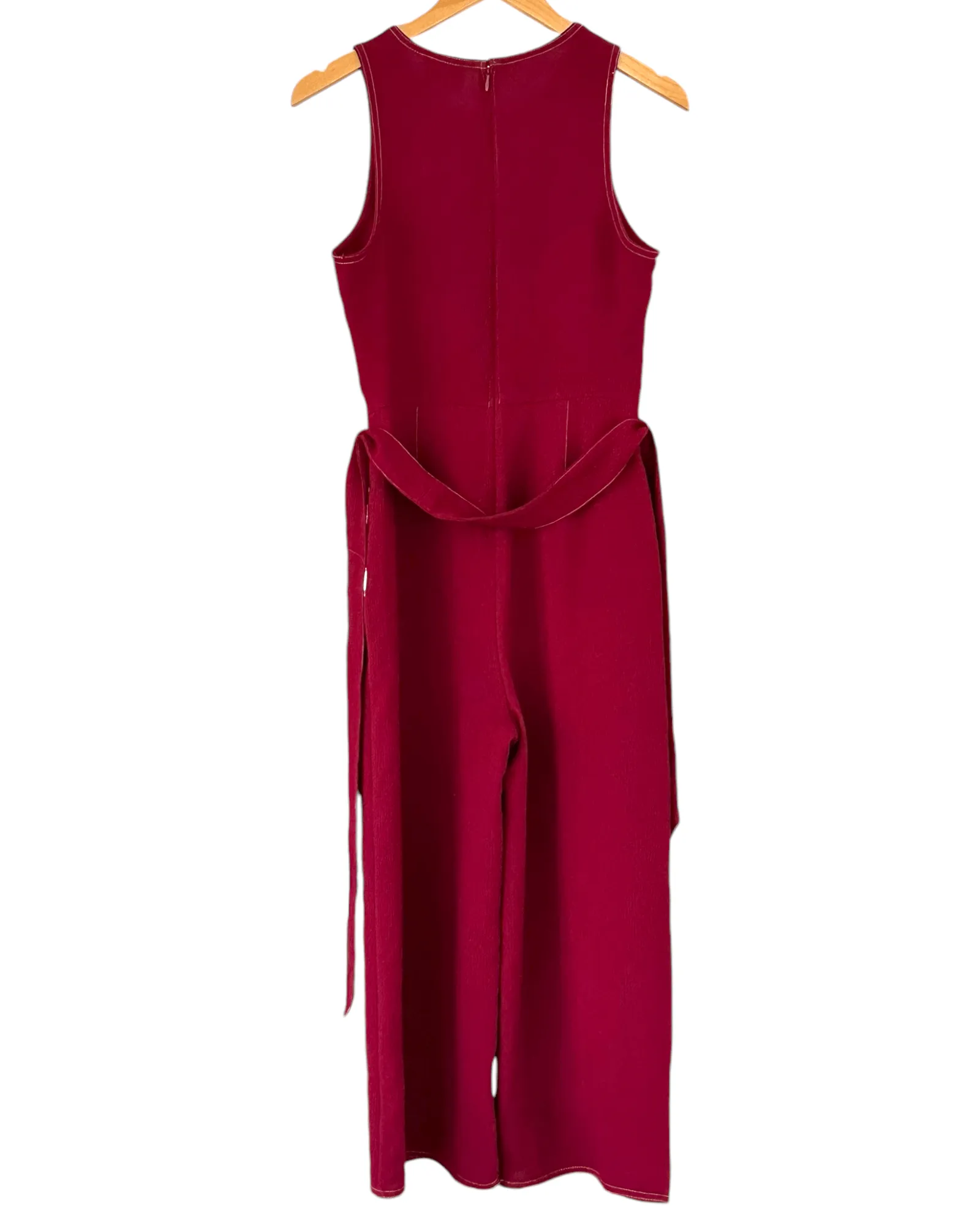 Dark Autumn Merlot Sleeveless Wide Leg Jumpsuit