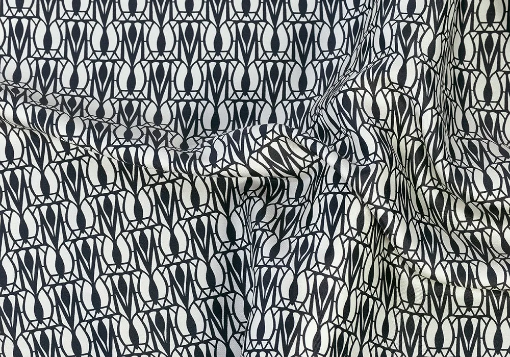 Designer Art Deco-Influenced Silk Twill (Made in Italy)