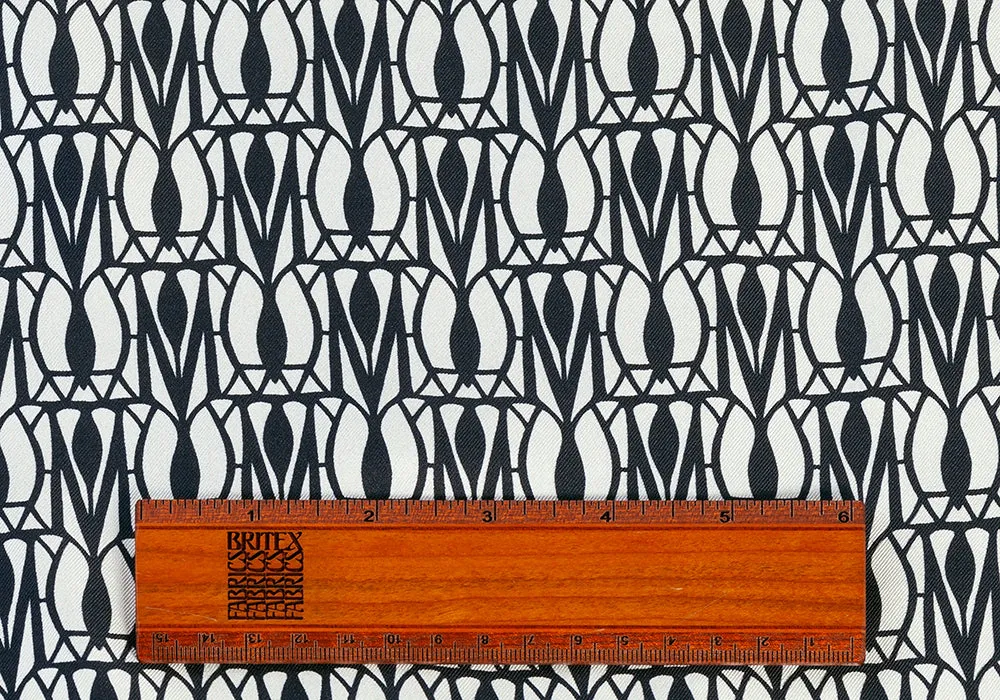 Designer Art Deco-Influenced Silk Twill (Made in Italy)