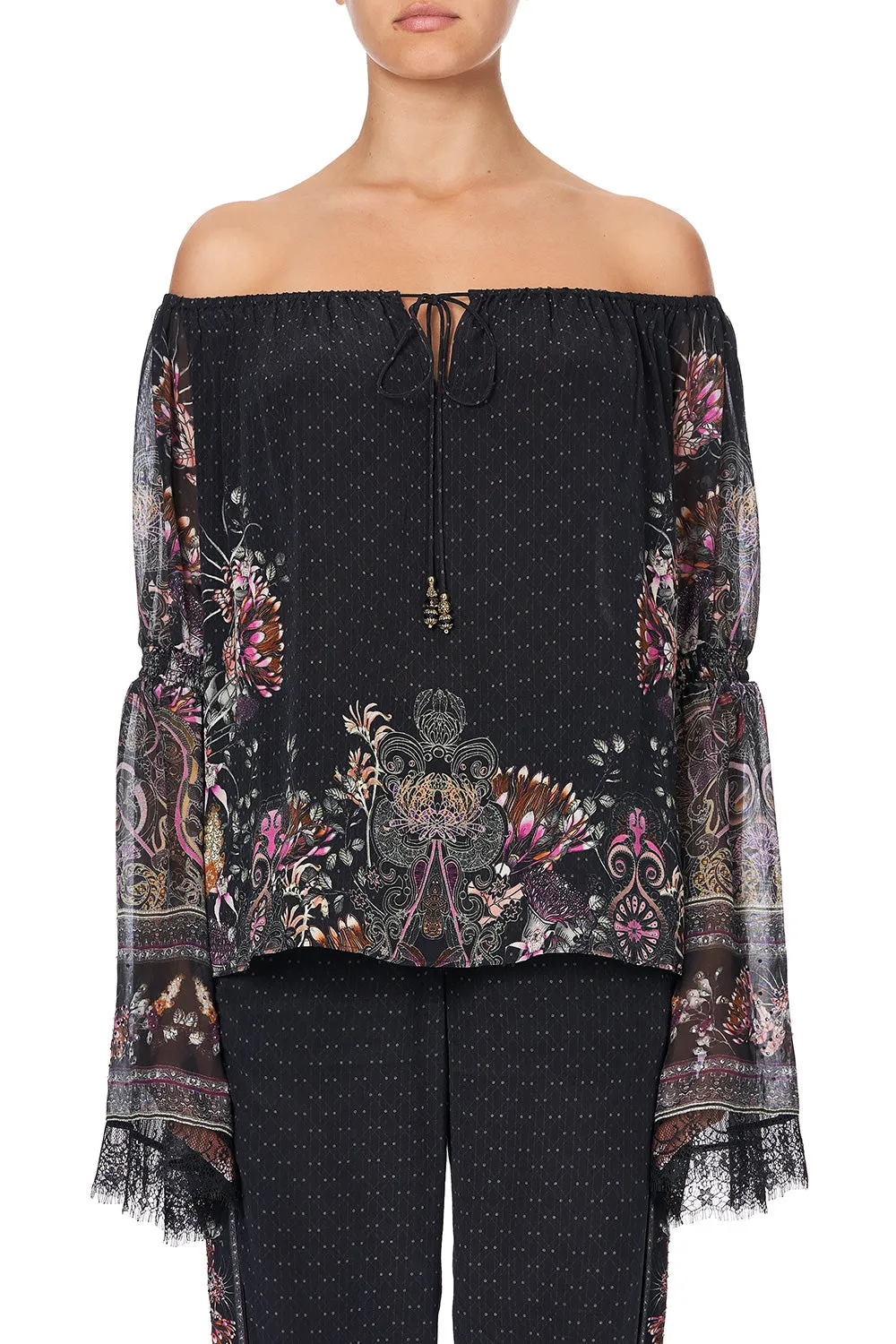 DROP SHOULDER BELL SLEEVE TOP RESTLESS NIGHTS