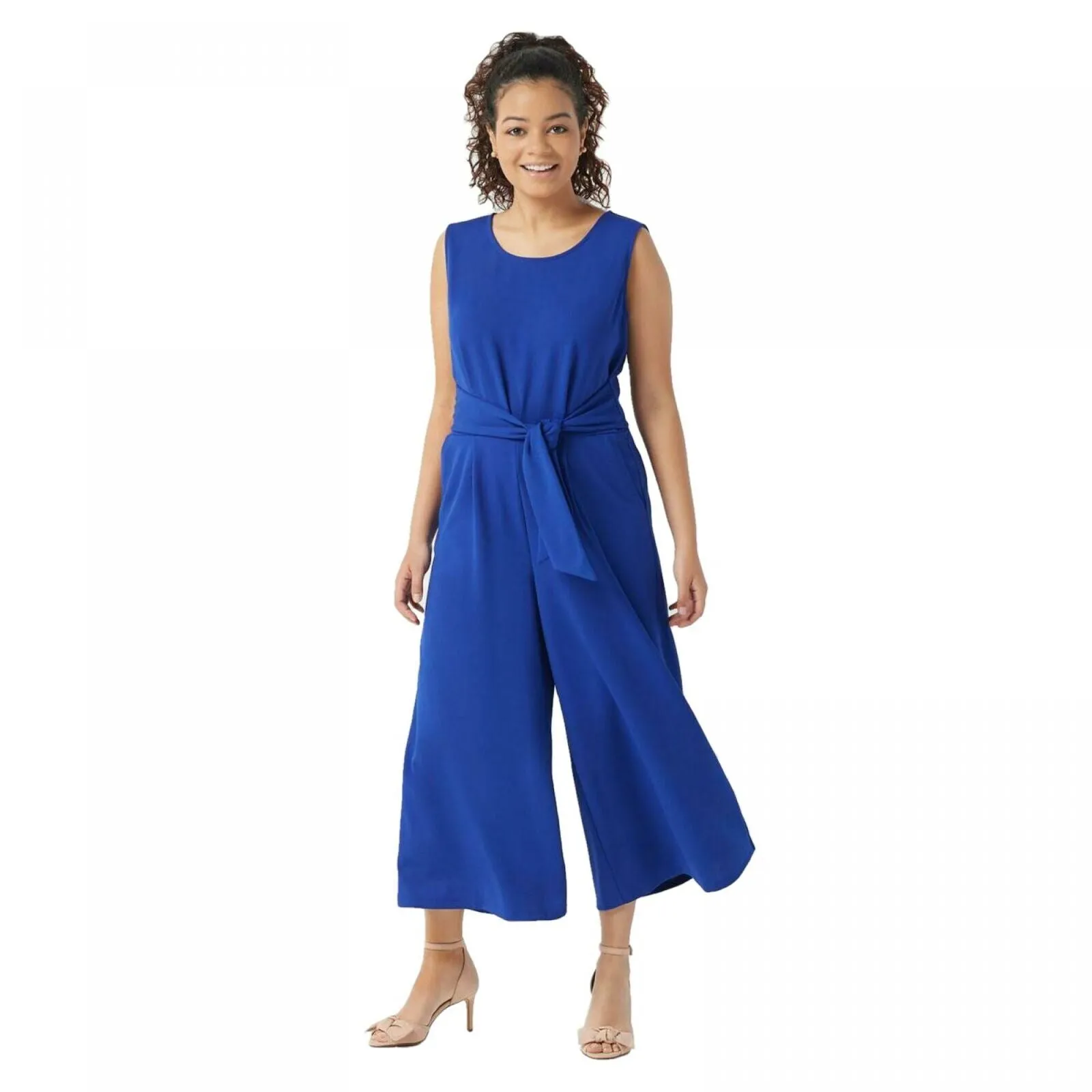 Du Jour Plus Petite Cropped Wide Leg Knit Jumpsuit With Tie Waist