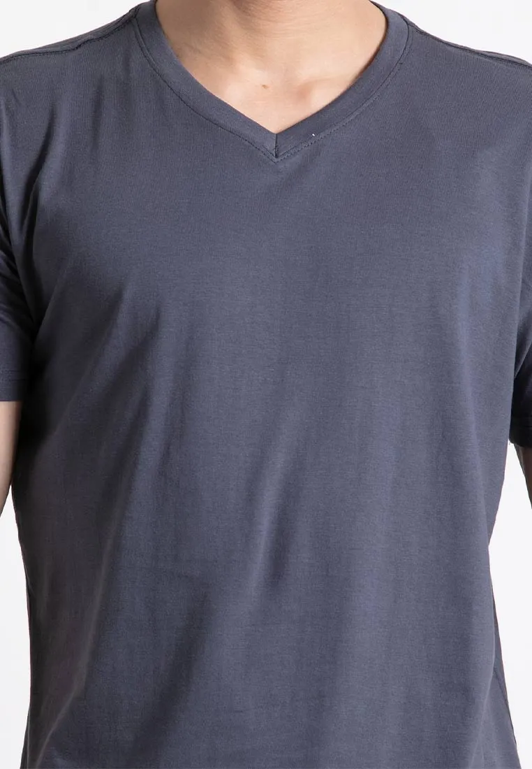 Forest 100% Cotton Unisex V Neck Short Sleeve Best Selling Soft Plain Tee T Shirt Men | Baju T shirt Lelaki - 23492 C