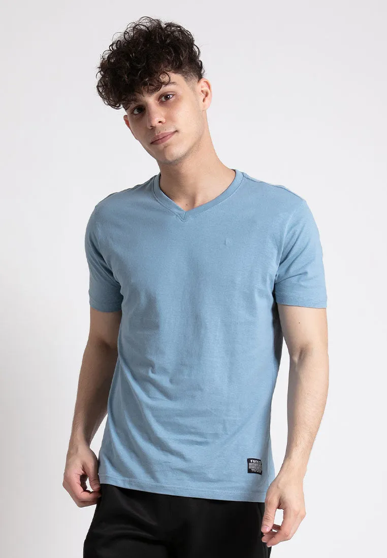 Forest 100% Cotton Unisex V Neck Short Sleeve Best Selling Soft Plain Tee T Shirt Men | Baju T shirt Lelaki - 23492 C