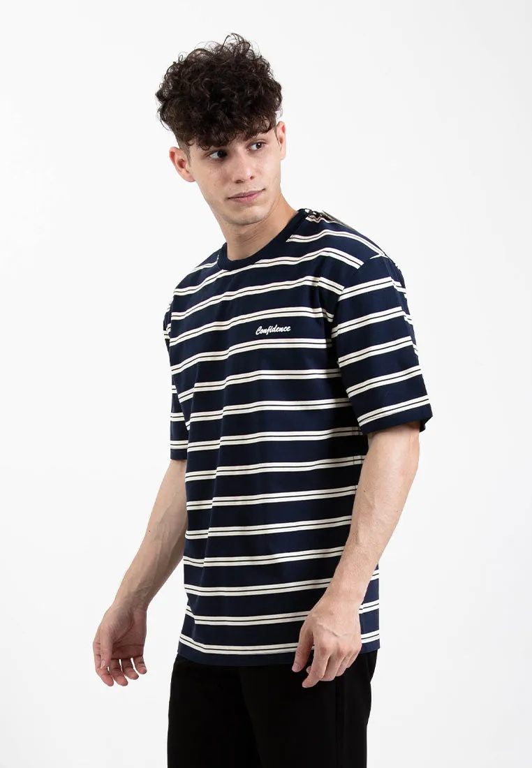 Forest Premium Premium Cotton Oversized Stripe Round Neck Tee T Shirt Men | Baju T Shirt Lelaki - 23858