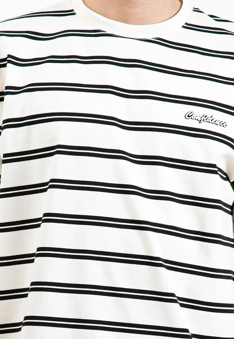 Forest Premium Premium Cotton Oversized Stripe Round Neck Tee T Shirt Men | Baju T Shirt Lelaki - 23858