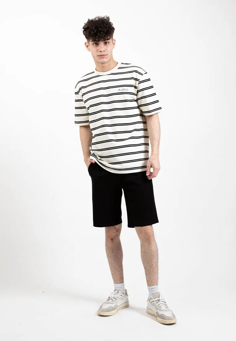 Forest Premium Premium Cotton Oversized Stripe Round Neck Tee T Shirt Men | Baju T Shirt Lelaki - 23858