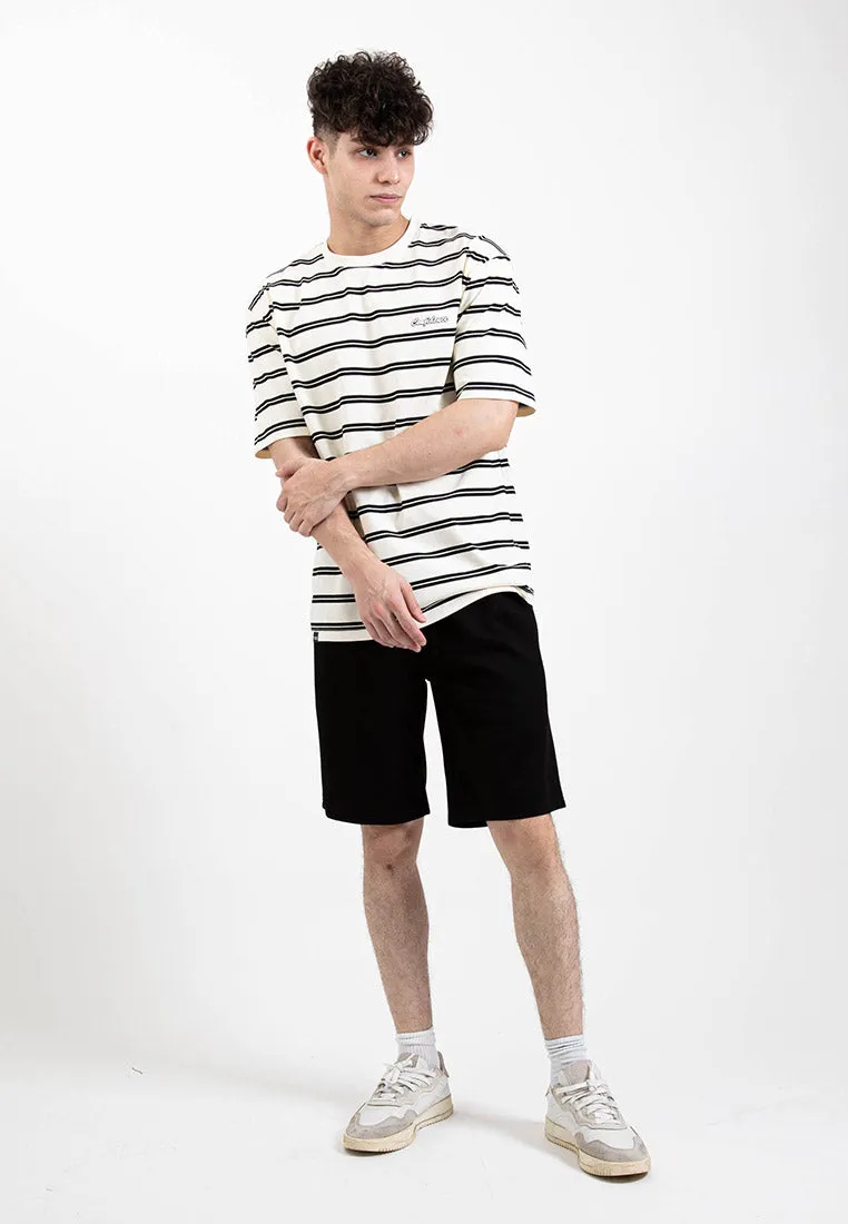 Forest Premium Premium Cotton Oversized Stripe Round Neck Tee T Shirt Men | Baju T Shirt Lelaki - 23858