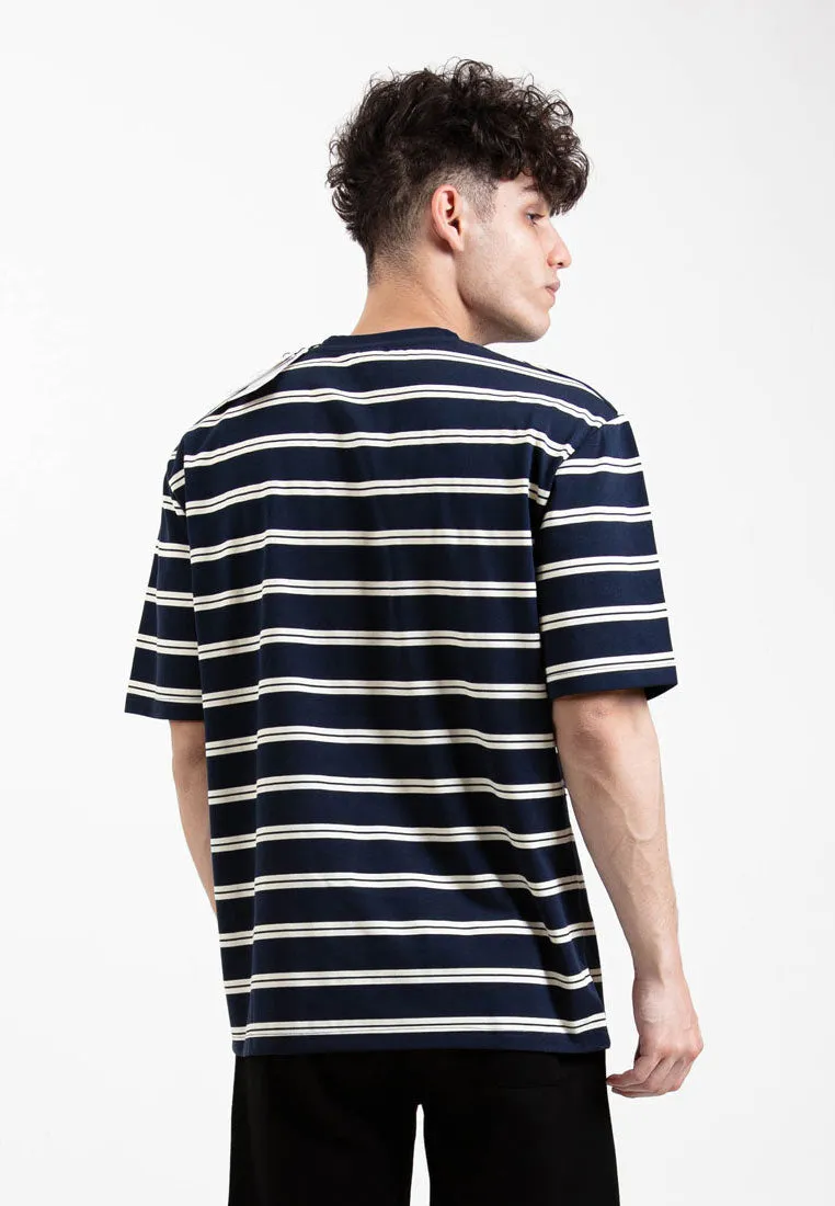 Forest Premium Premium Cotton Oversized Stripe Round Neck Tee T Shirt Men | Baju T Shirt Lelaki - 23858