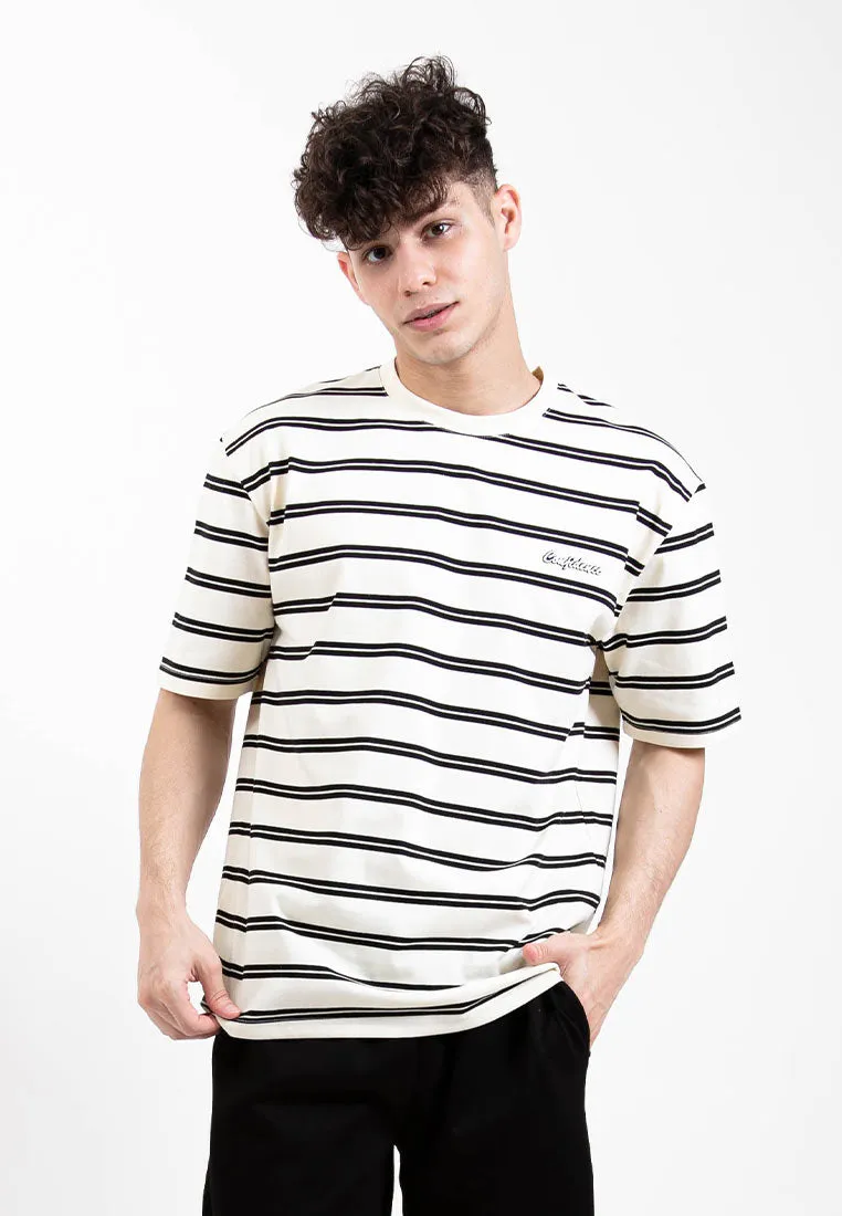 Forest Premium Premium Cotton Oversized Stripe Round Neck Tee T Shirt Men | Baju T Shirt Lelaki - 23858