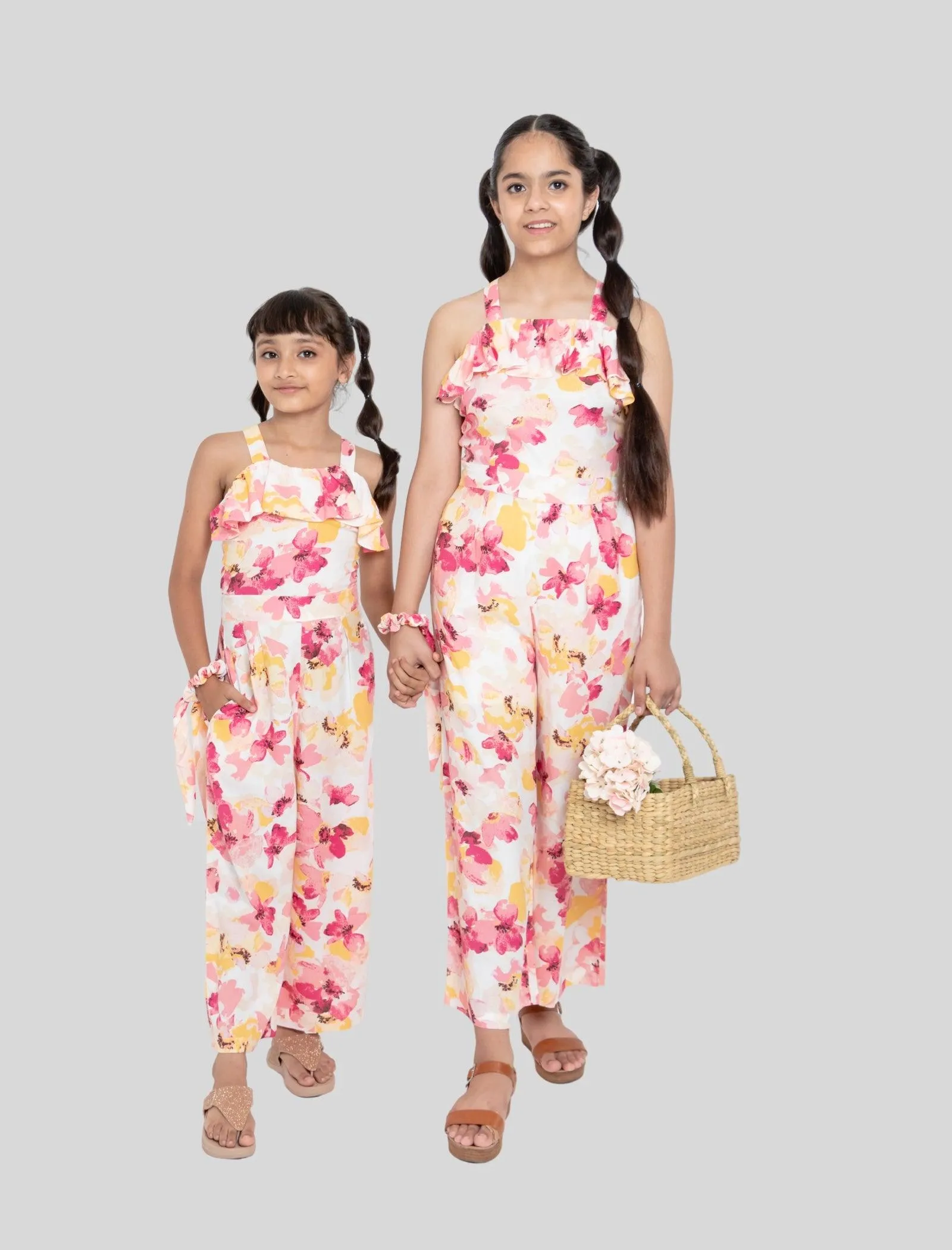 Girls Kids Summer Big Floral Jumpsuit (Multi-color)
