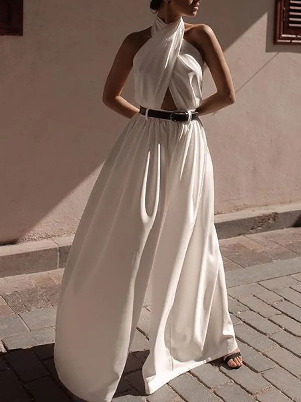 Halter Twist Backless Jumpsuit