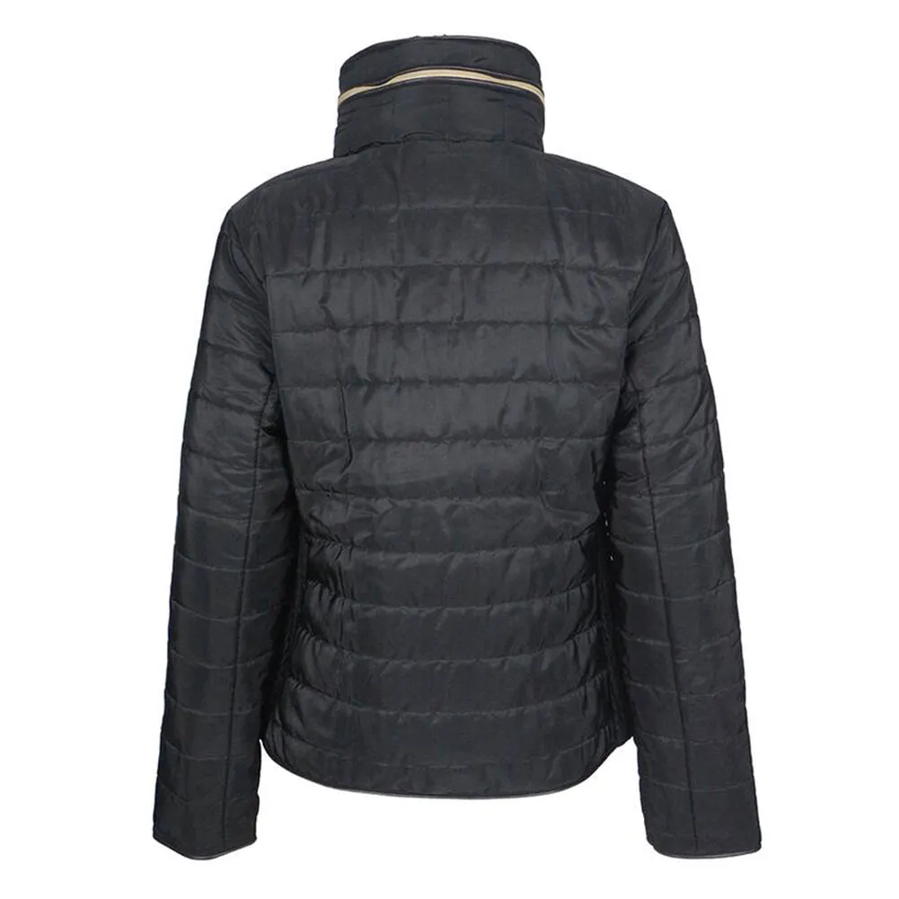 Han Ton Women's Waist Length Concealed Hood Lined Quilted Puffer Jacket Coat