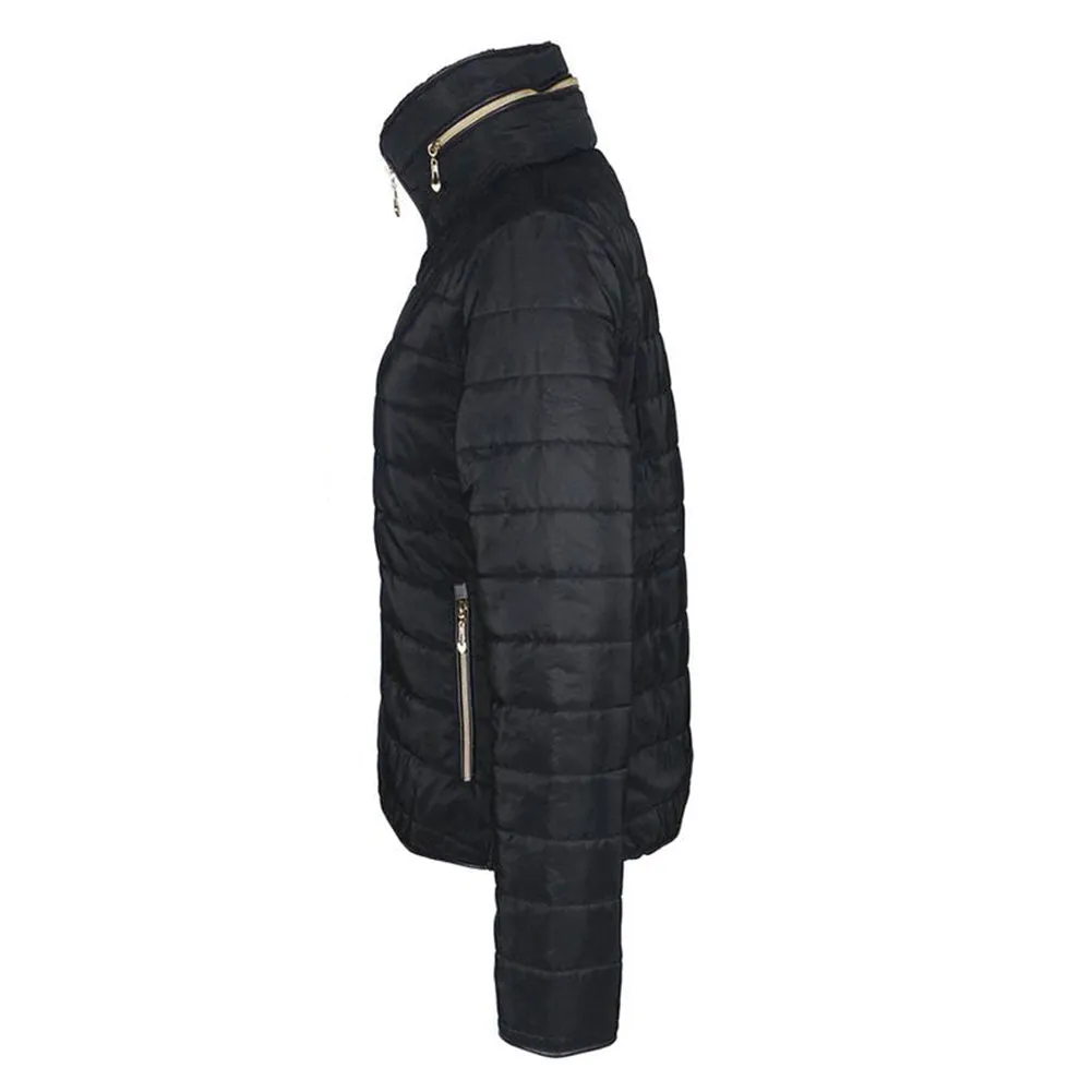 Han Ton Women's Waist Length Concealed Hood Lined Quilted Puffer Jacket Coat