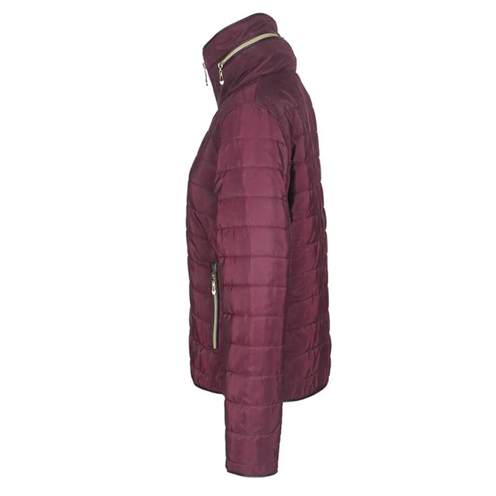 Han Ton Women's Waist Length Concealed Hood Lined Quilted Puffer Jacket Coat