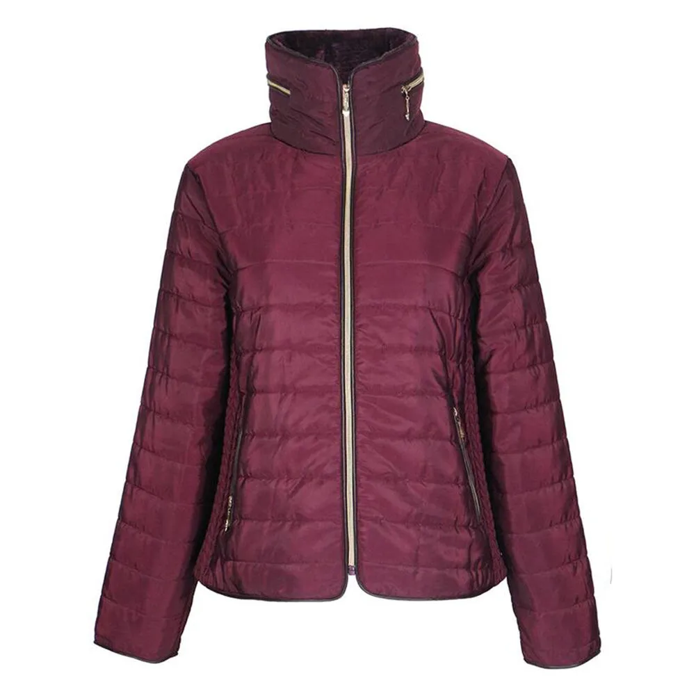 Han Ton Women's Waist Length Concealed Hood Lined Quilted Puffer Jacket Coat