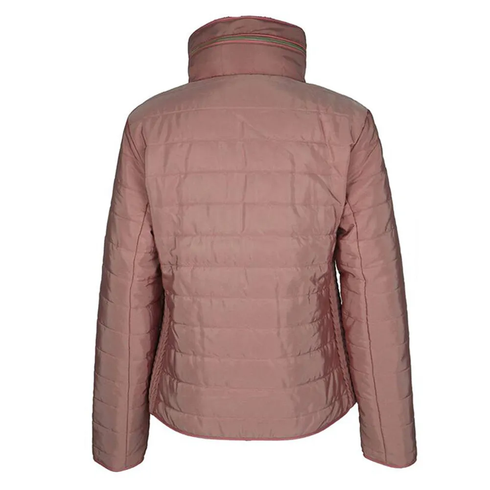 Han Ton Women's Waist Length Concealed Hood Lined Quilted Puffer Jacket Coat