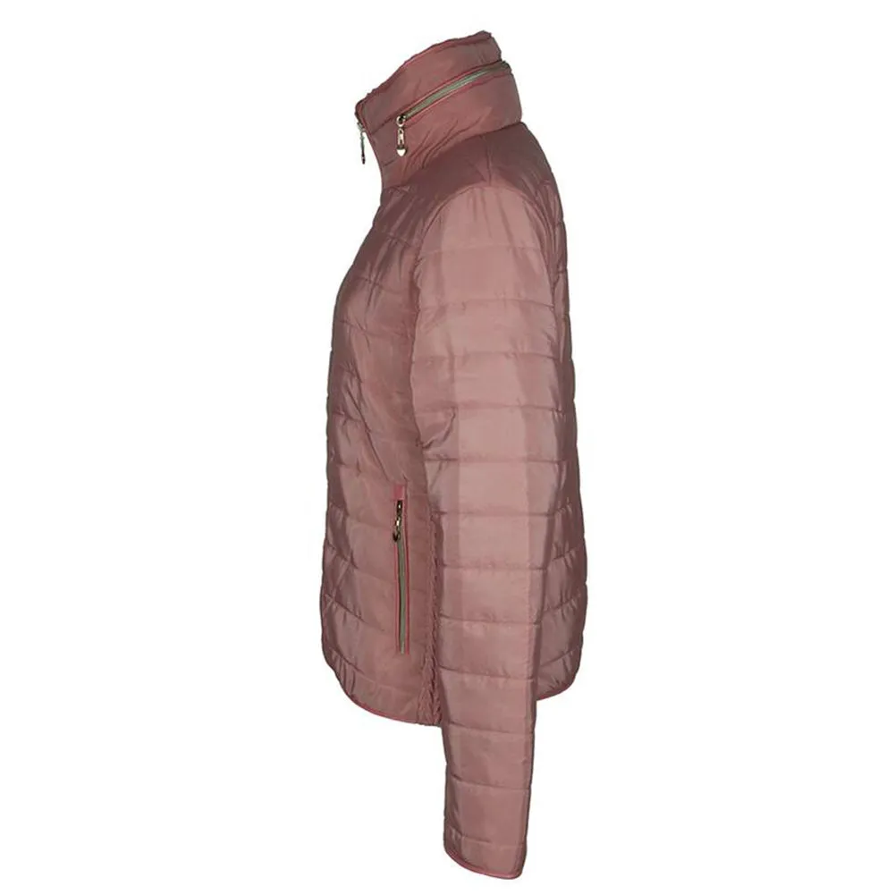 Han Ton Women's Waist Length Concealed Hood Lined Quilted Puffer Jacket Coat