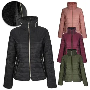 Han Ton Women's Waist Length Concealed Hood Lined Quilted Puffer Jacket Coat
