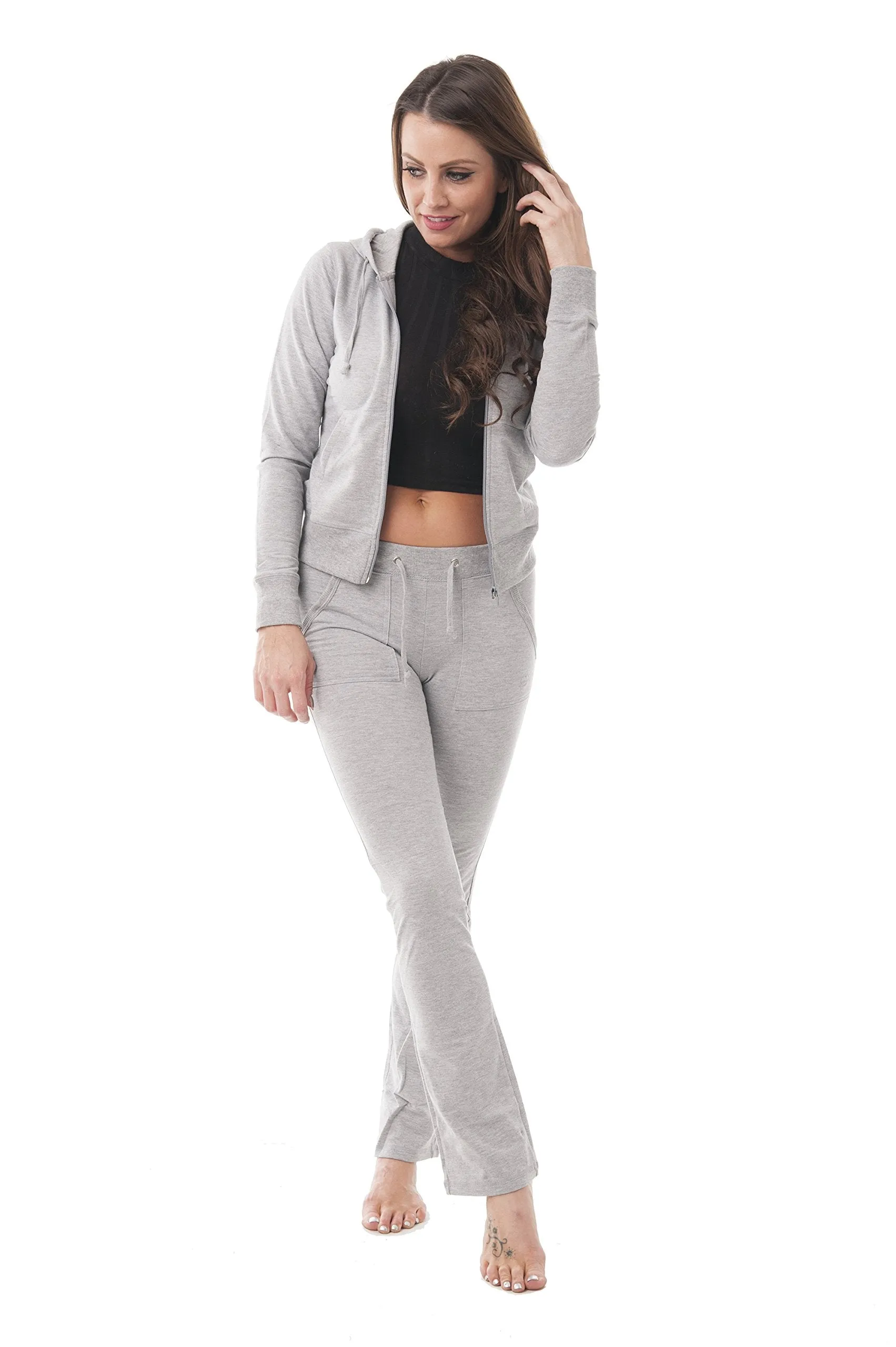 Hollywood Star Fashion Women's Cotton French Terry Jacket & Pant Tracksuit Set