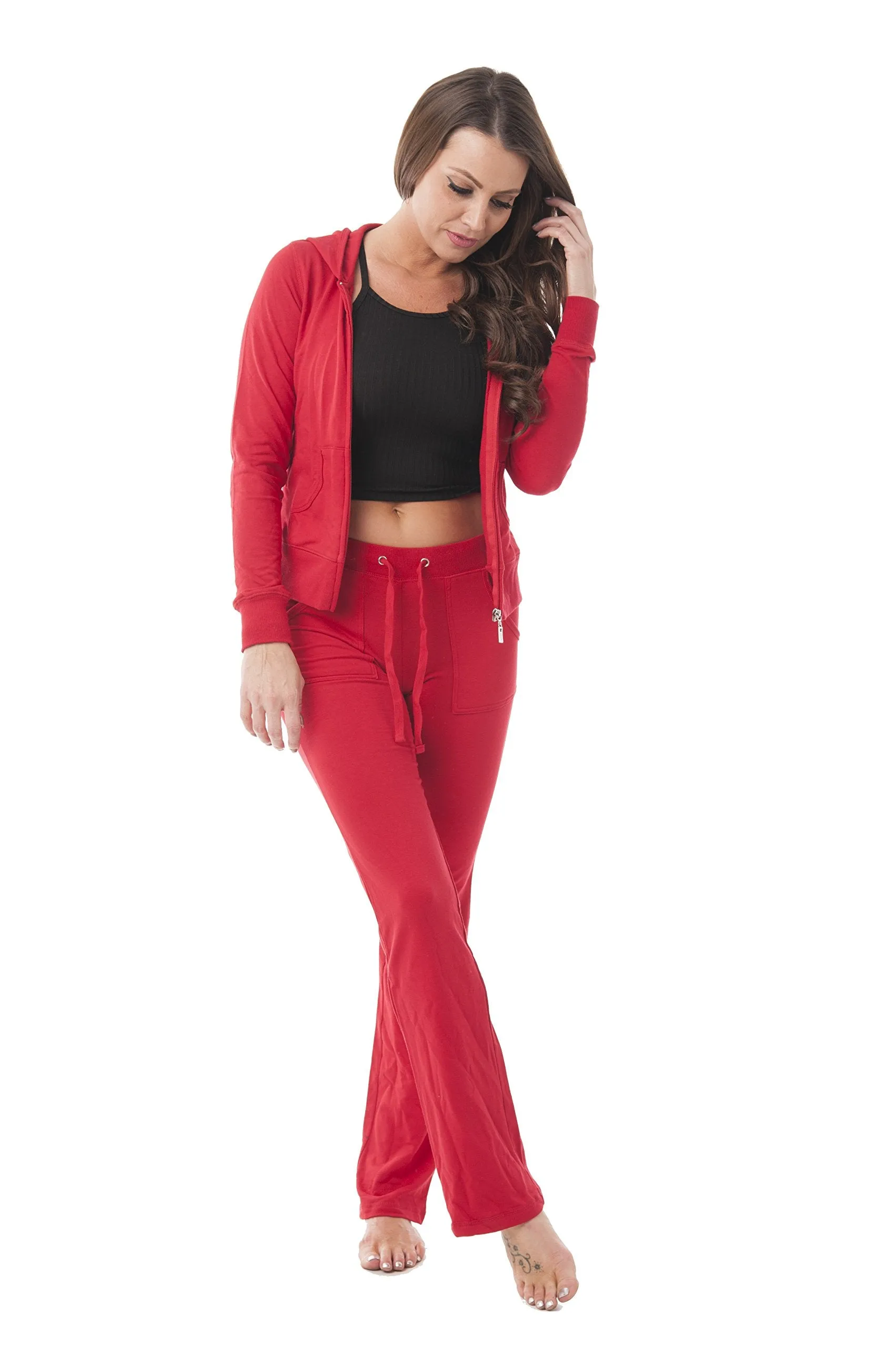 Hollywood Star Fashion Women's Cotton French Terry Jacket & Pant Tracksuit Set