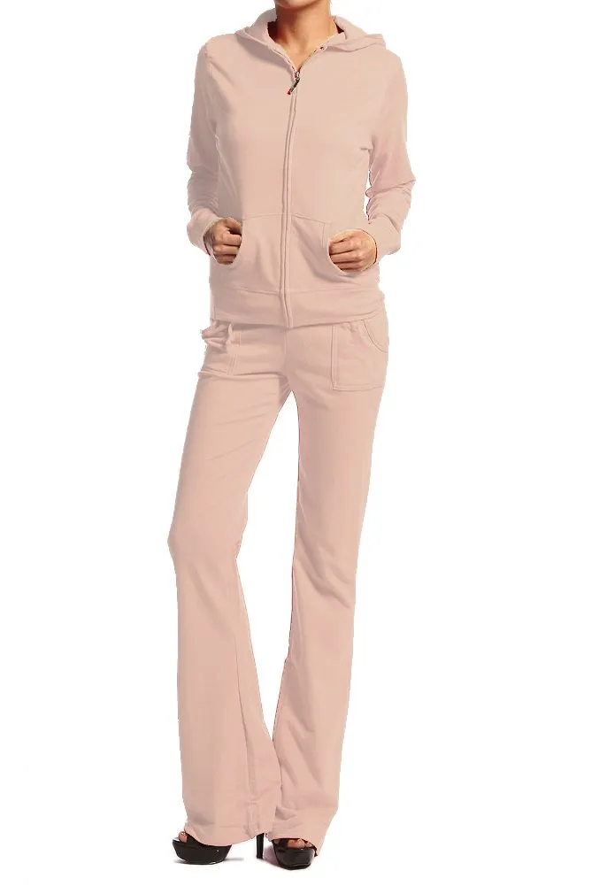 Hollywood Star Fashion Women's Cotton French Terry Jacket & Pant Tracksuit Set
