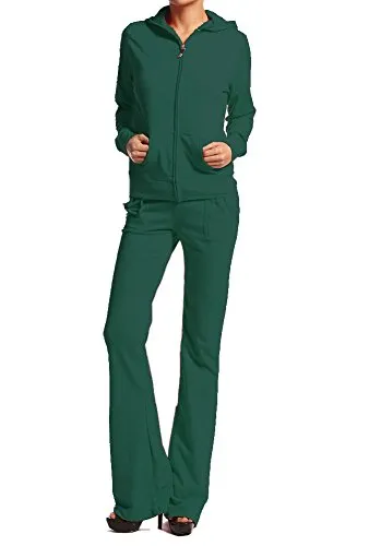 Hollywood Star Fashion Women's Cotton French Terry Jacket & Pant Tracksuit Set