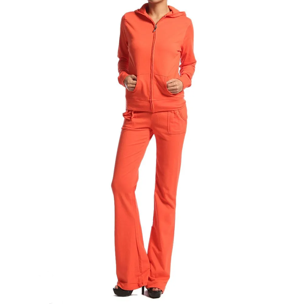 Hollywood Star Fashion Women's Cotton French Terry Jacket & Pant Tracksuit Set