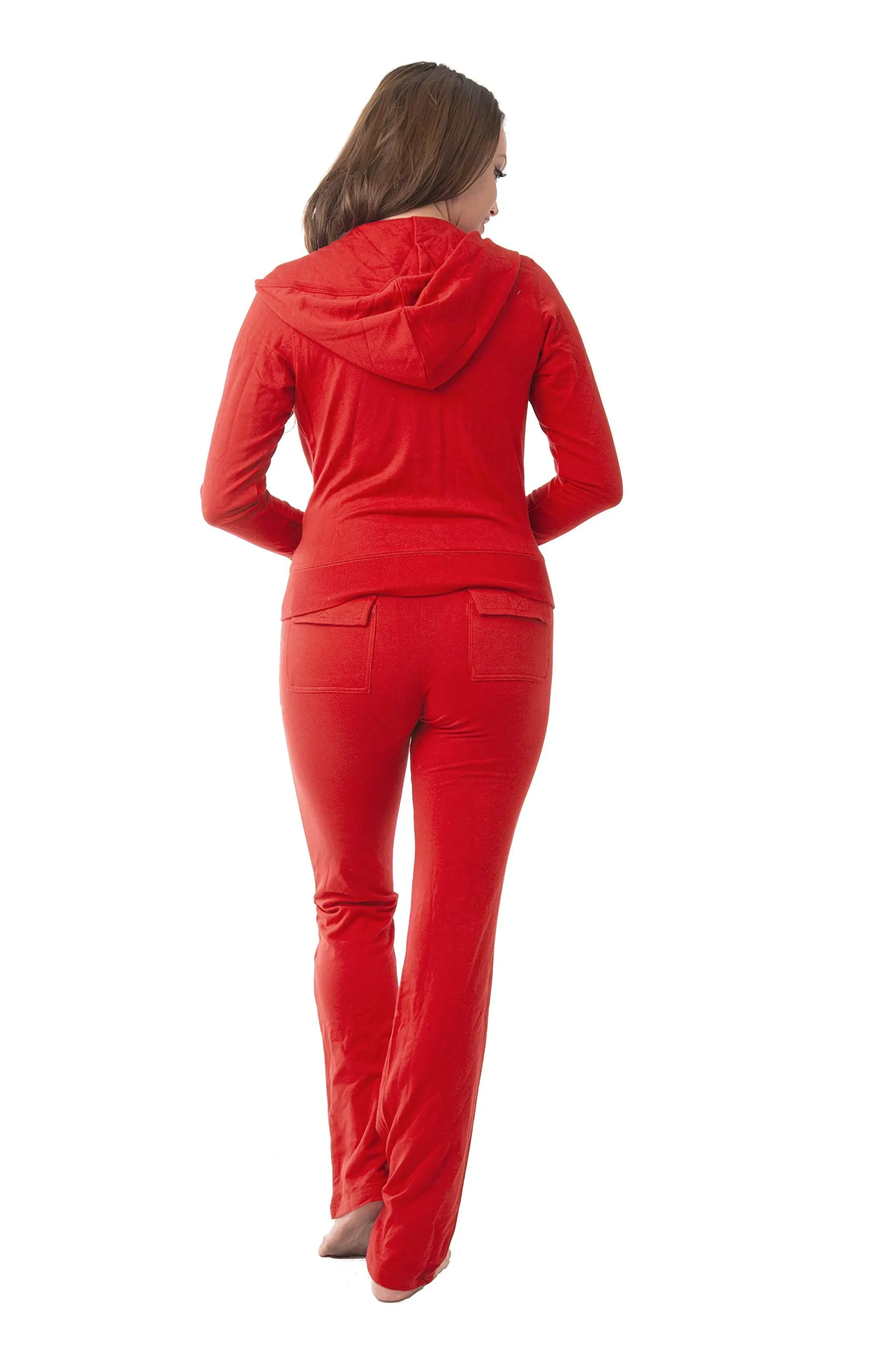 Hollywood Star Fashion Women's Cotton French Terry Jacket & Pant Tracksuit Set